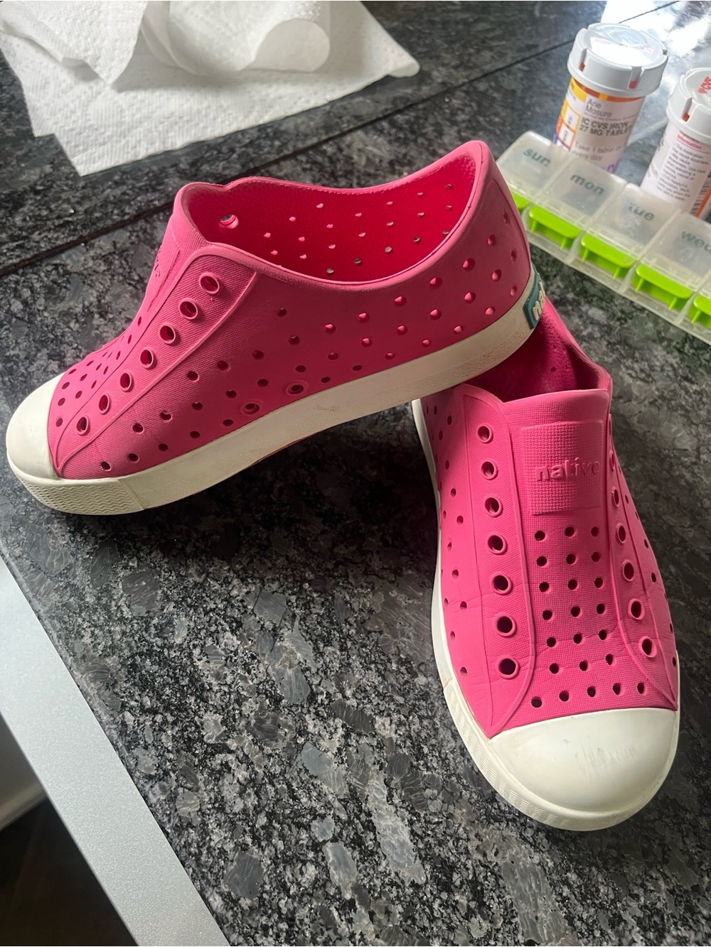 Girls Native Jefferson Slip-On Sneakers in Hot Pink